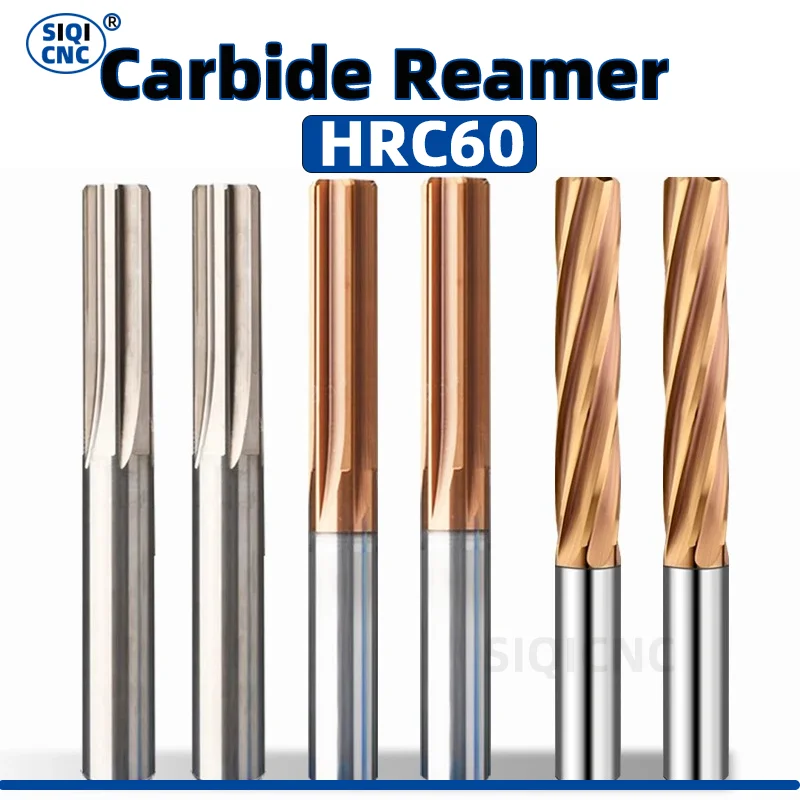 2.1mm~17.5mm Carbide Machine Reamer HRC50 HRC60 Straight Groove 4/6F Tolerance H7 Harened Steel Metal Cutter CNC Inner Hole 