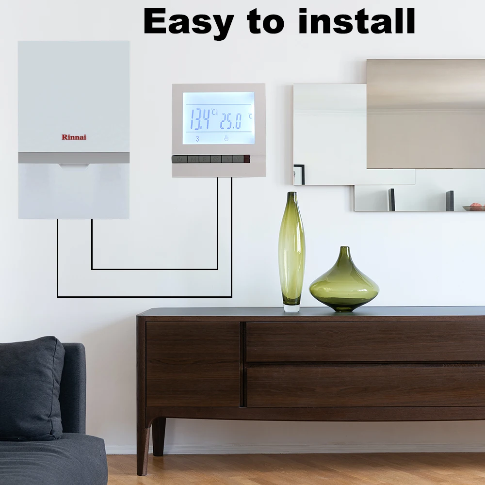 Programmable MK71C Wall-mounted Gas Boiler Temperature Controller Hand Control Thermostat with Kid Lock Water Floor Heating
