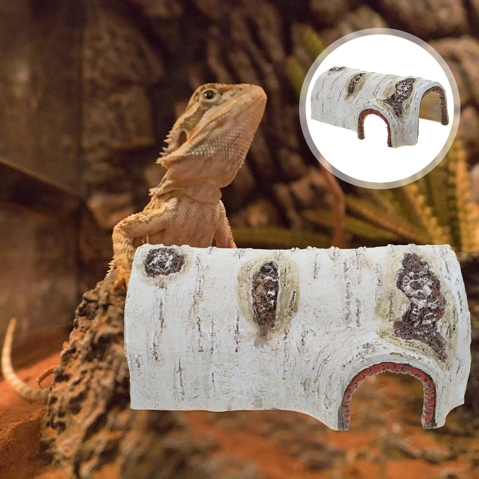 

1pc Reptiles Hideout Cave Resin Pet Shelter For Lizards Tortoises Hamsters Spiders Turtle Hiding Decorative Platform Pet