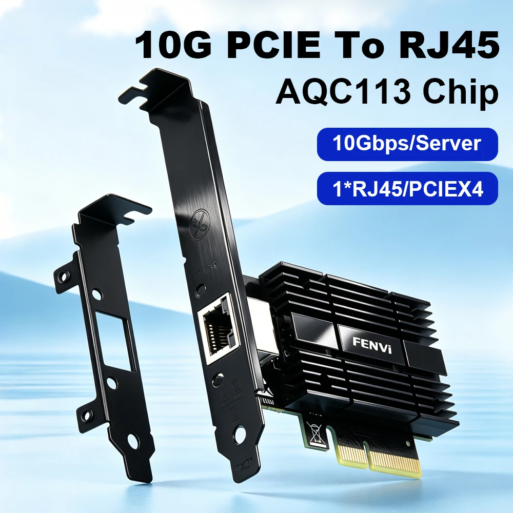 10Gbps PCIE To RJ45 LAN Card PCIE X4 AQC113 10000Mbps Gigabit Network Ethernet Controller Adapter for PC for Win10/11 Server