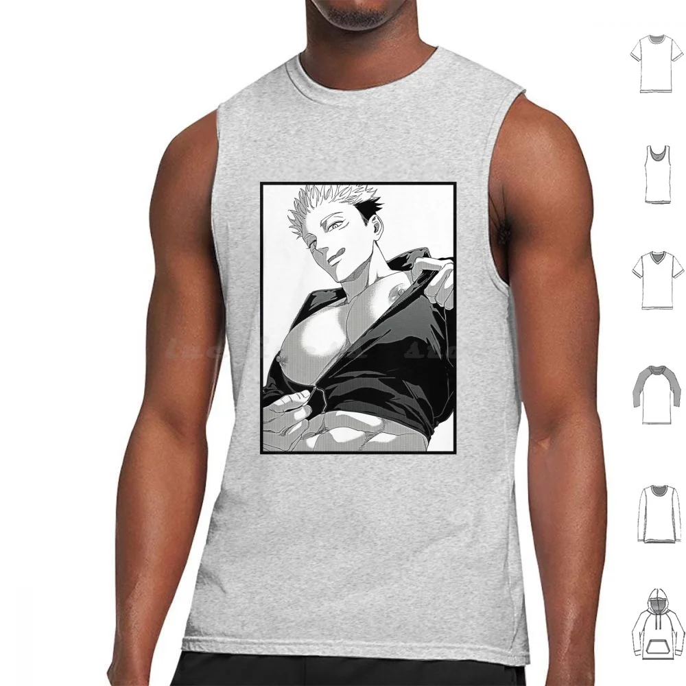 Yaoi Unzipped Tank Tops Print Cotton Bara Yaoi Anime Manga Gym Art Queer Art Muscle Bottom Kink Kinky Pervert Top Bulge