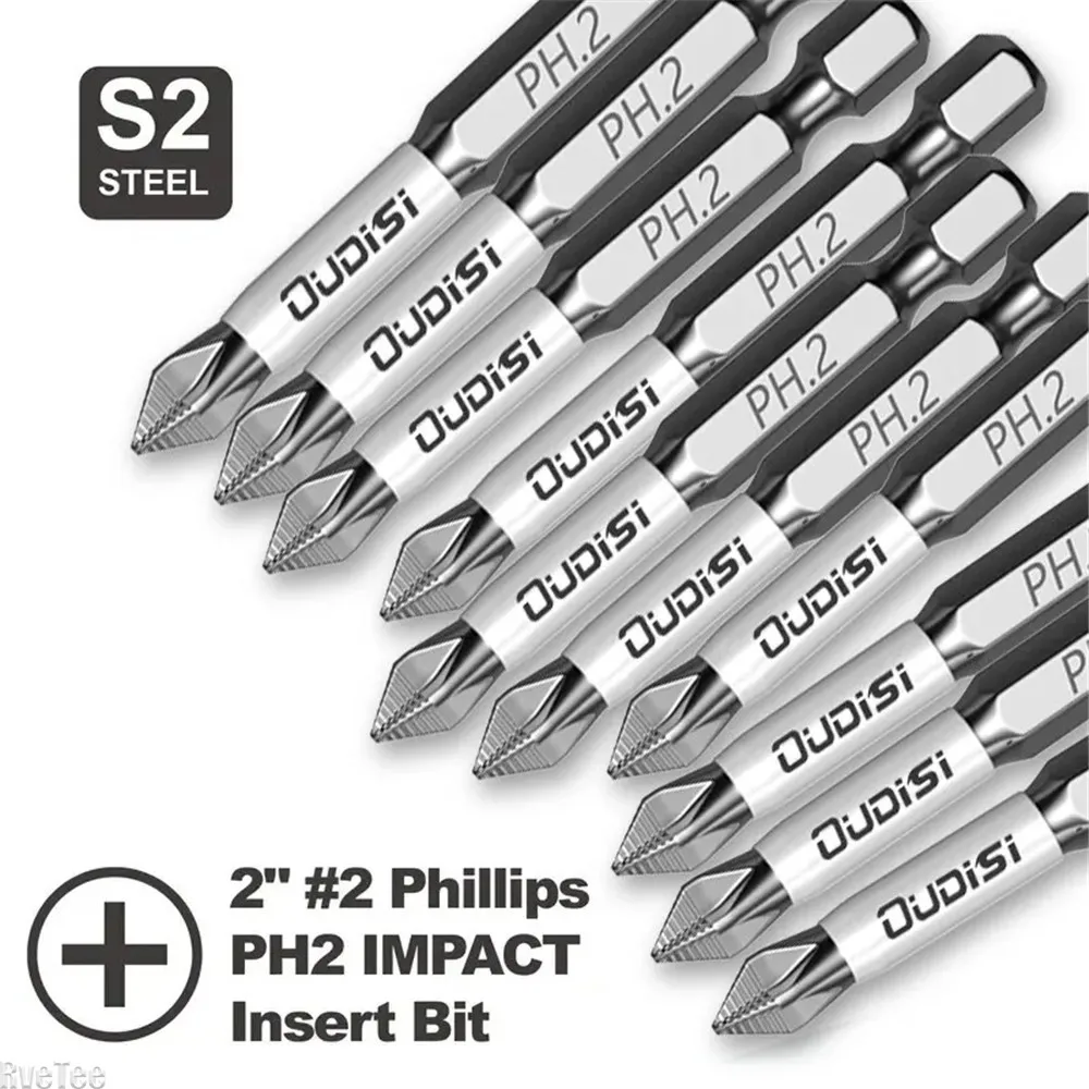 10pcs 50mm/2Inch Phillips PH2 Impact Screwdriver Bit Perfect for Plastic Wood Metal Projects