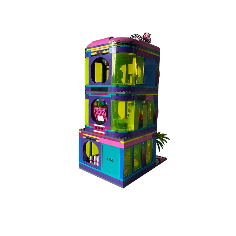 도시 스트리트 뷰 모델 MOC 빌딩 벽돌 롤러 디스코 아케이드 3 층 모듈 형 기술 선물 휴일 조립 어린이 장난감