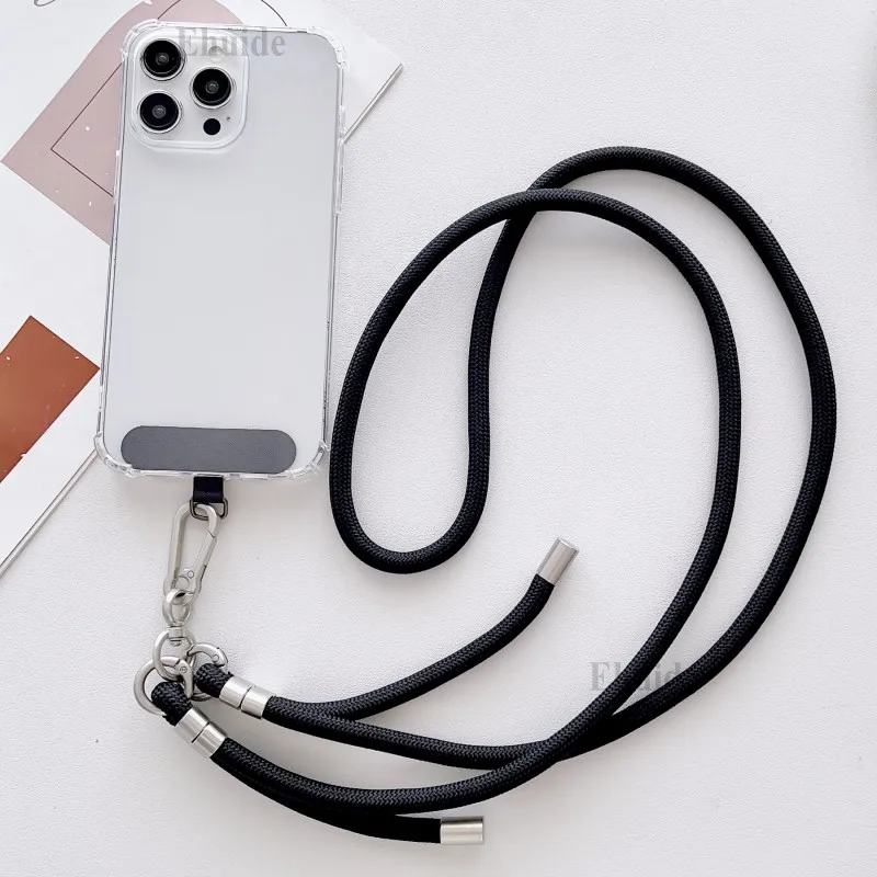 

2025 New Crossbody Strap Lanyard Silver Double Buckle Adjustable Wrist Hand Cord Hang Mobile Phone Shoulder Chain Key Nylon Rope