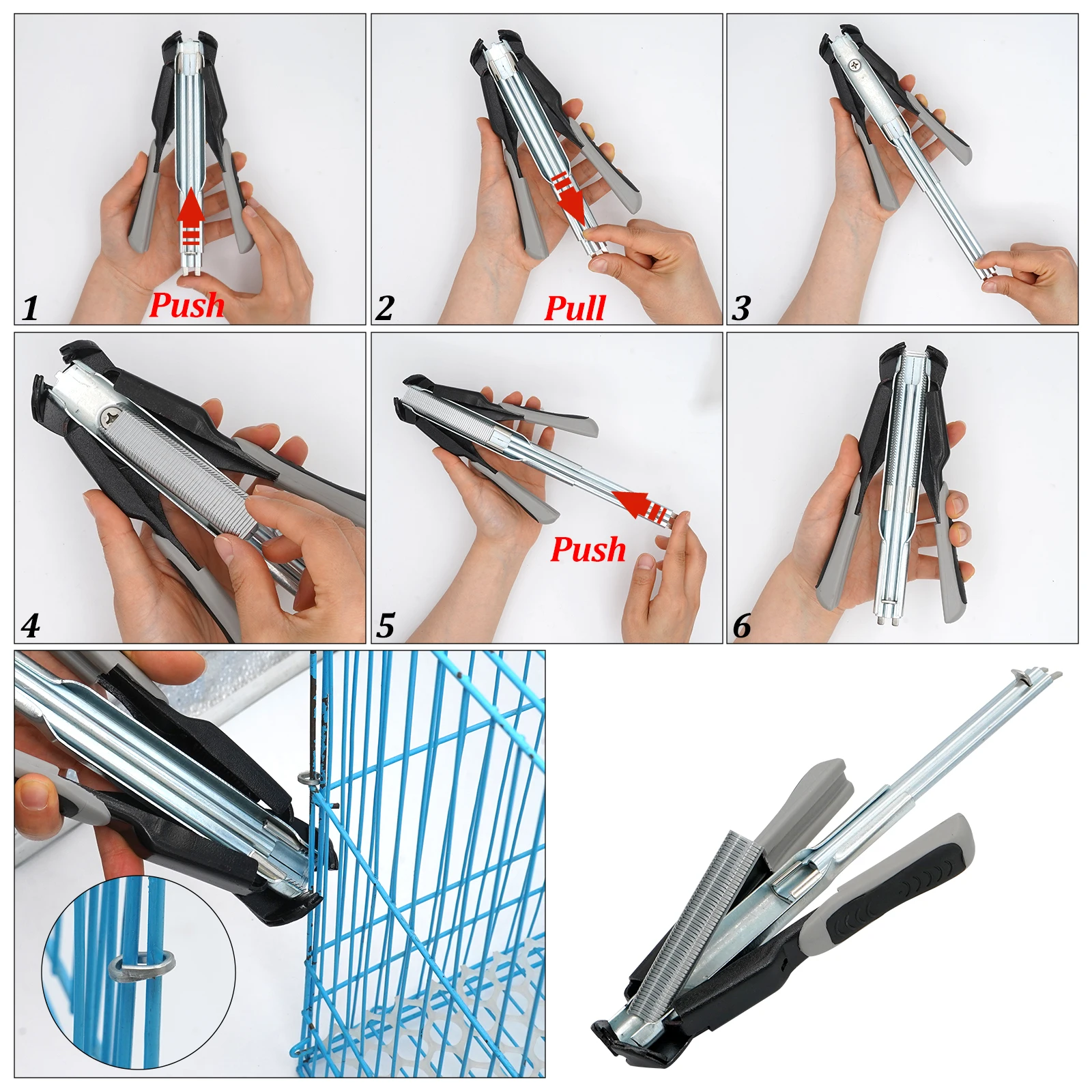 Animal Cage Hog Rings Wire Pliers C-type Nails Installation Pliers Chicken Pig Bird Pet Cage Installation Tools Fence Buckle