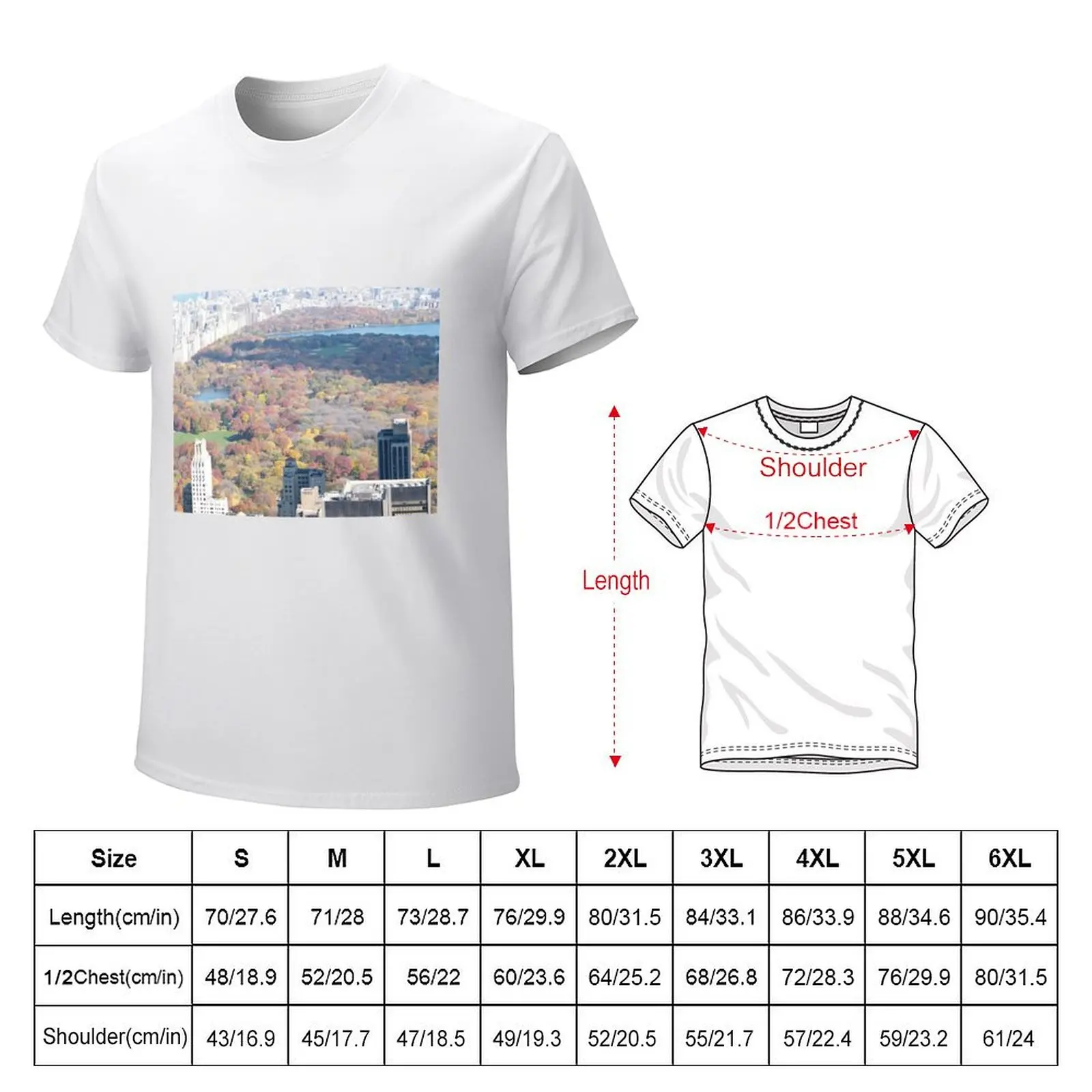 Central Park, Fall Colors, Aerial View T-Shirt graphics tops boys whites mens cotton t shirts