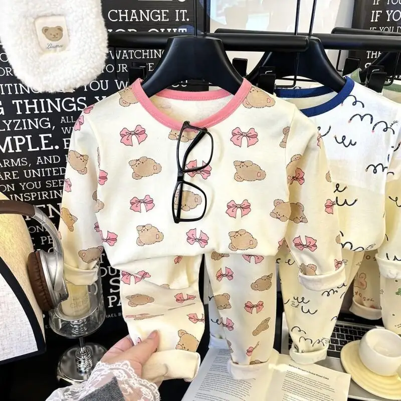 Children's Clothing Children's Pajamas Long Sleeve Underwear Set Cotton Boys Girls Autumn Spring Home Sleepwear Breathable