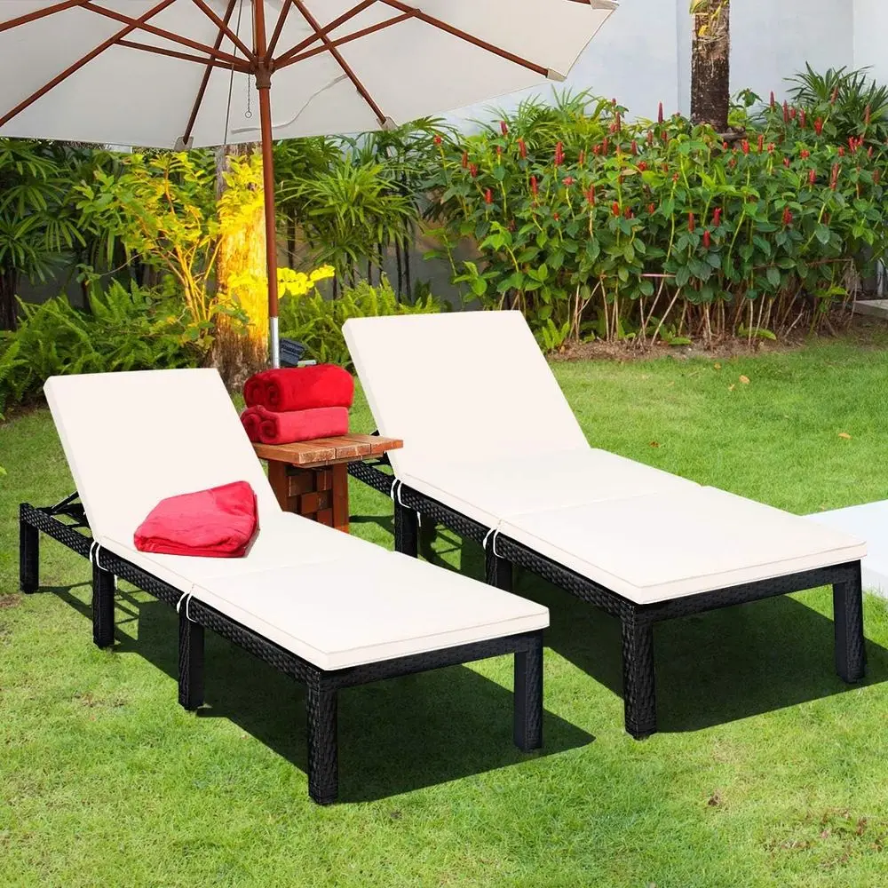 

Outdoor Wicker Lounge Chair with Cushion, Adjustable Reclining Backrest for Patio Relaxation