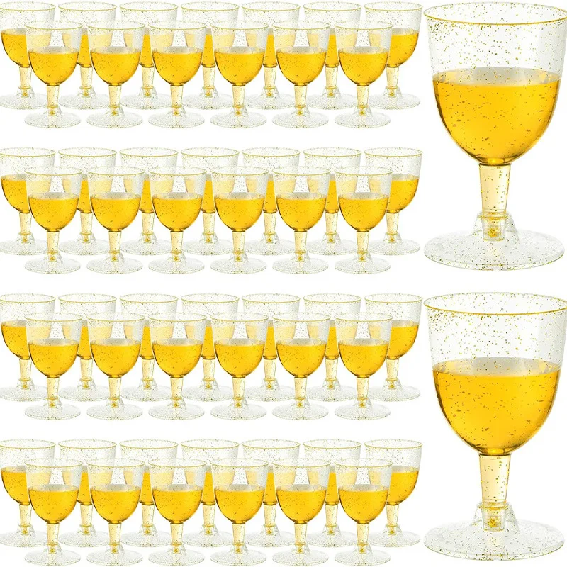 25/50szt 150ml Jednorazowe kubki Błyszczące kubki do szampana Plastikowe przezroczyste kieliszki do szampana na wesela Impreza