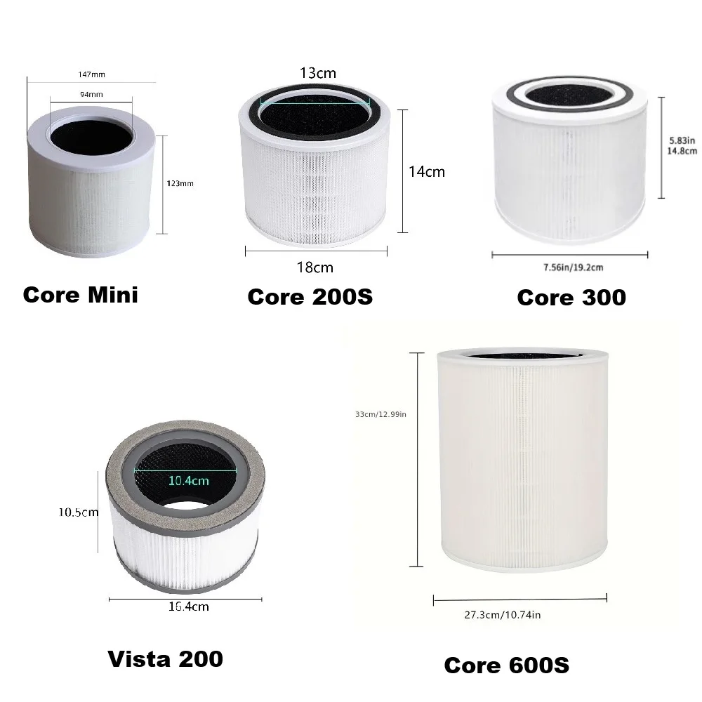 Filter for LEVOIT Core Mini / Core 200S / Core 300 / Core 600S / Vista 200 / Vital 200S / LV-H132 LV-H133 LV-PUR131 Air Purifier