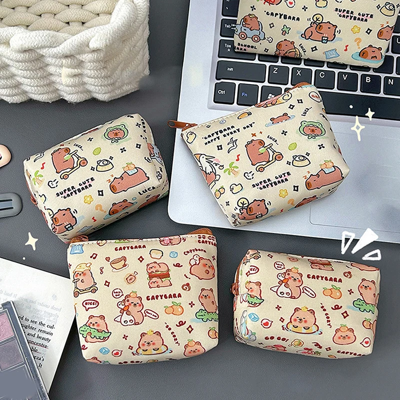 Animal dos desenhos animados Coin Purse, bonito Capybara Carteira, Bolsa De Dinheiro Portátil, Saco De Armazenamento De Fone De Ouvido, Presentes De Aniversário, Novo