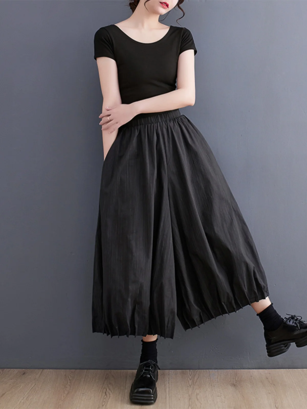 بالإضافة إلى حجم الصيف عارضة k مرونة واسعة الساق مطوي فانوس تنورة السراويل فضفاضة البنطلون السراويل تصميم فريد تخفيف Sle Nat...