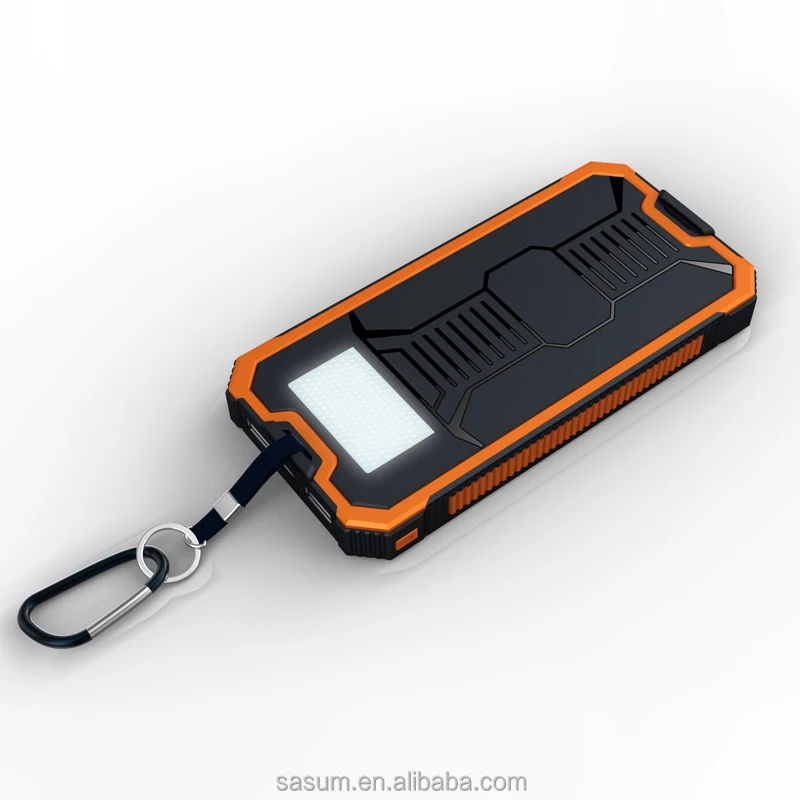 Sasum Trending Green Charger Solar Panel Power Station New Trending Camping Flashlight Lanyard Power Bank