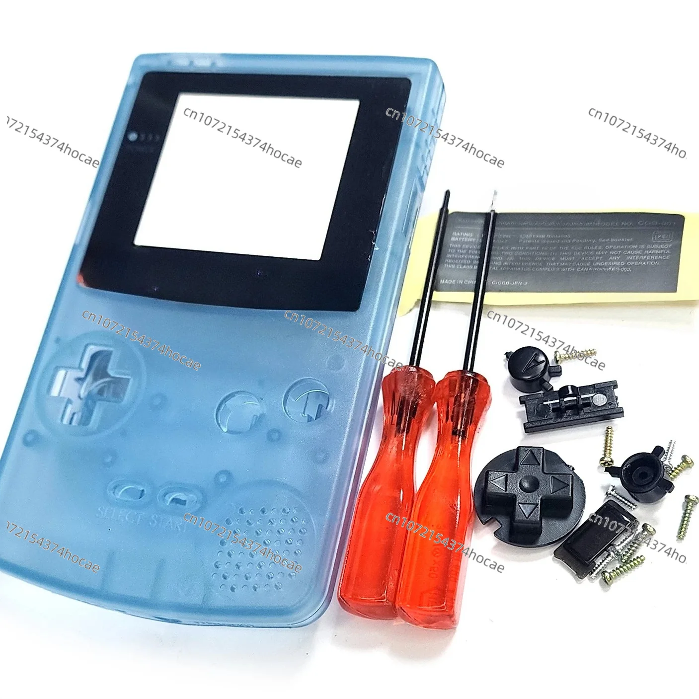 Luminous Clear Blue GBC Shell, Gameboy Color Full Replacement Housing Buttons Tool Set