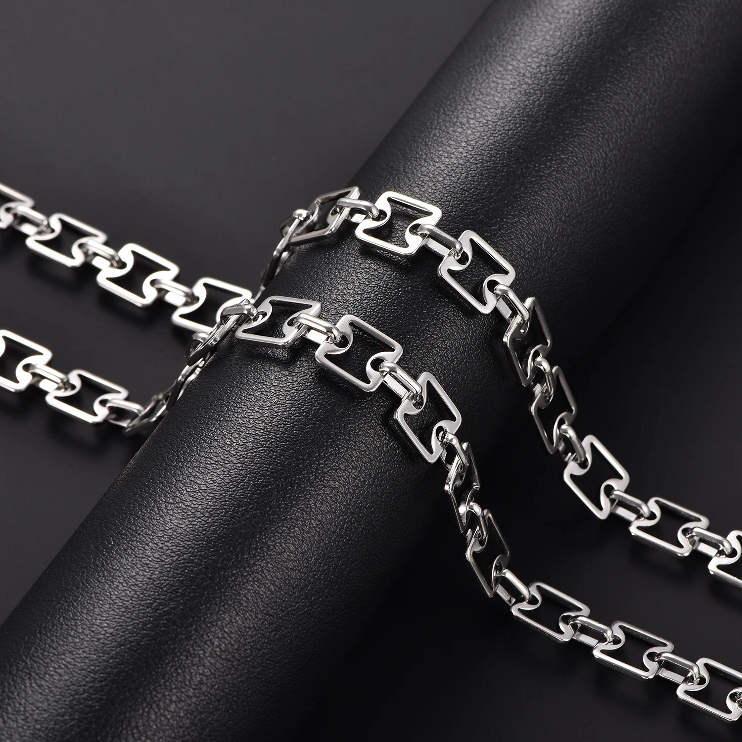 Anlaufgeschwärzte Punk-Kubanische Kette aus Edelstahl, Rock-Choker, Modisches Party-Halsband, Schmuck-Accessoire für Männer – Detail 3