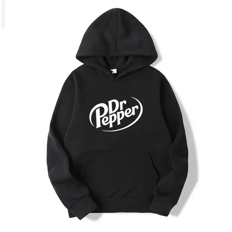 2026  Autumn Warm Dr Pepper Letter Printed Hoodies Street Men Fashion Fleece Sweatshirts Casual Unisex Pullover Tops Fashion Tre