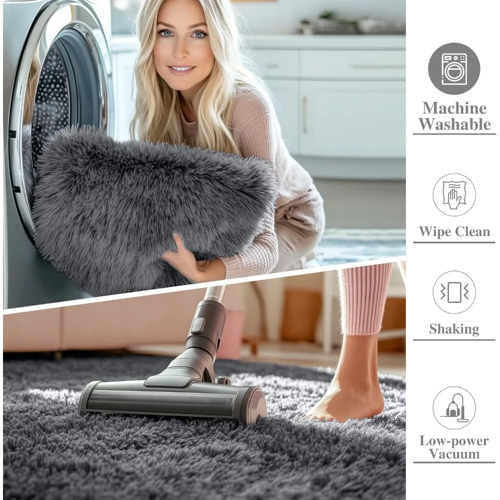 9x12 Machine Washable Large Area Rugs for Living Room, Bedroom, Soft Fluffy Shaggy Bedside Rug, Indoor Floor Carpet for Kids