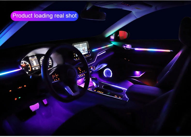 18 in 1 64 Farben RGB Symphony Auto Umgebungslicht Innenraum Acrylführung LED-Streifen Licht Dekoration Atmosphärenlampe durch APP-Steuerung – Detail 7