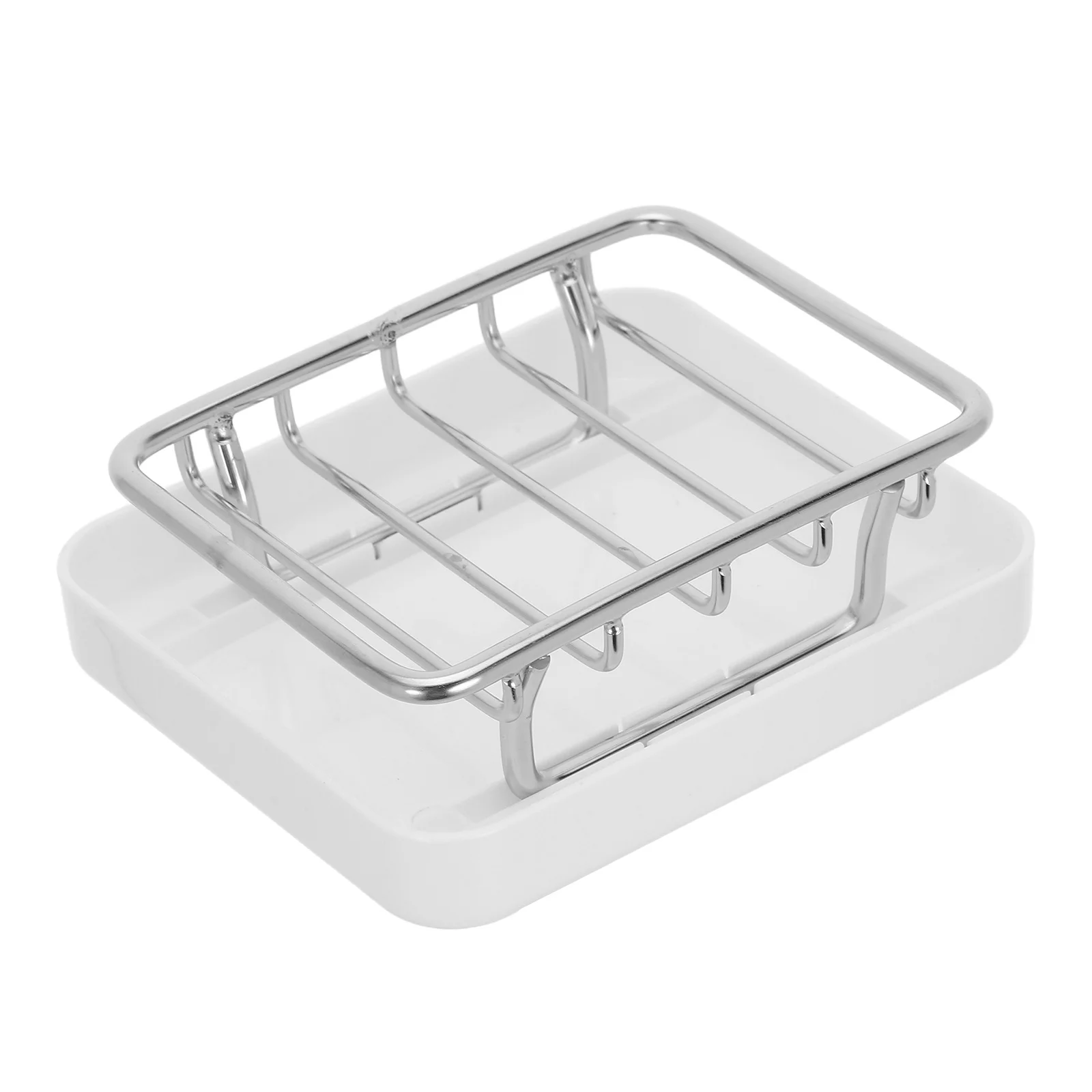 

Double Layer Ceramic Soap Dish Stainless Steel Self Draining Soap Tray Holder for Bathroom Kitchen Shower Counter Organizer
