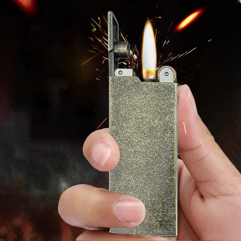 Creative Metal Elevator Kerosene Lighter Pushing Grinding Wheel to Ignite Retro Lighter Smoking Accessories Men\'s Gift Wholesale