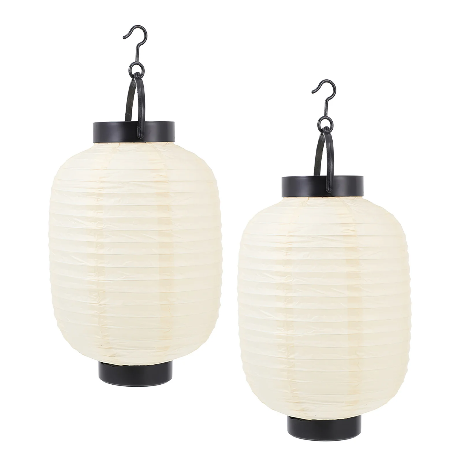 

2Pcs Traditional Japanese Folding Lanterns Paper Metal Hanging Decorative Lamps for Indoor Outdoor Party Decoration