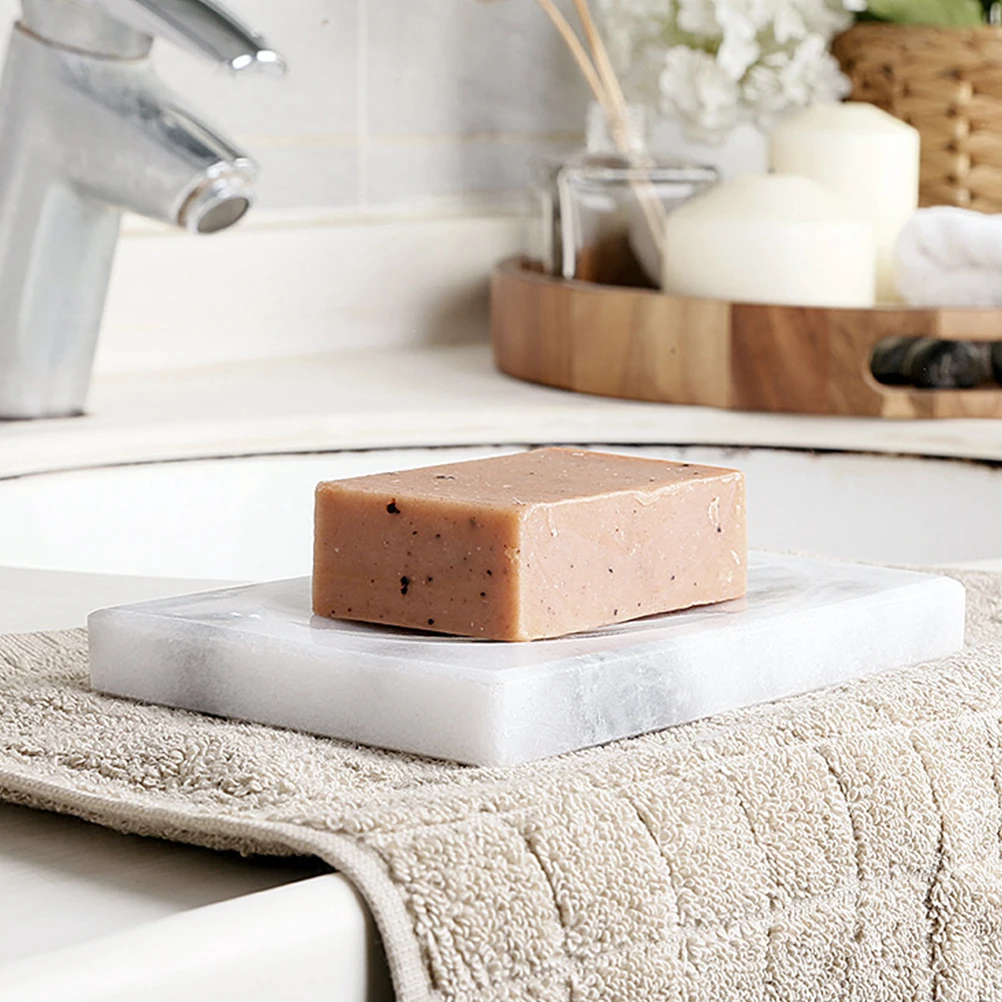 

Marble Soap Box Stylish Soap Holder Draining Effect Bathroom Countertop Kitchen Accessory