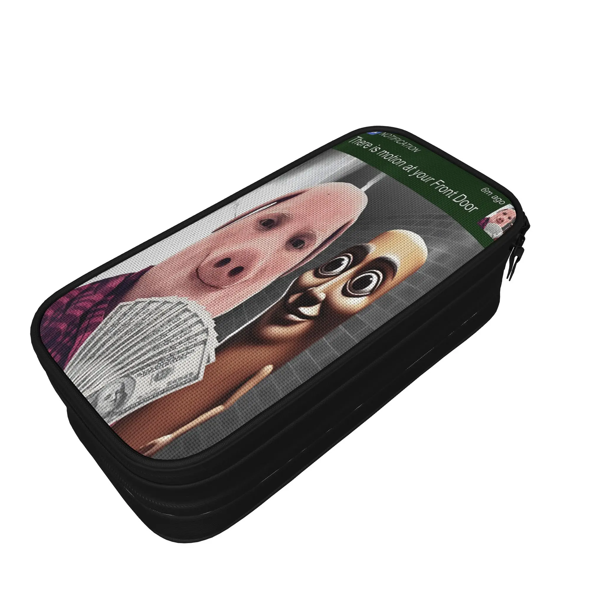 John Pork and Tung Tung Tung Sahur Front Door Motion Pencil Case Boy Retro Pencil Bag School Pencil Cases Stationery Organizer