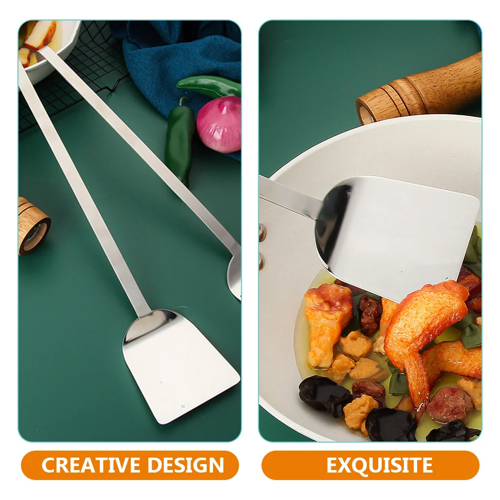 

Steel Spatula Steak Frying Shovel Extended Handle Nonstick Cooking Tool Kitchen Accessory Practical Household Use