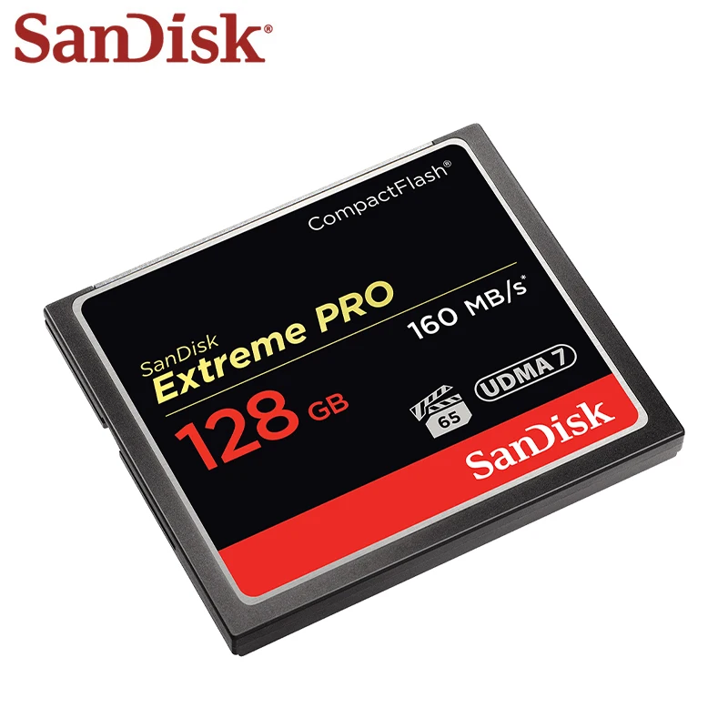 Karta pamięci SanDisk Extreme Pro CompactFlash 64GB 128GB VPG 65 UDMA 7 do przechowywania danych CF do aparatu do 160Mb/s Karty wideo 4K