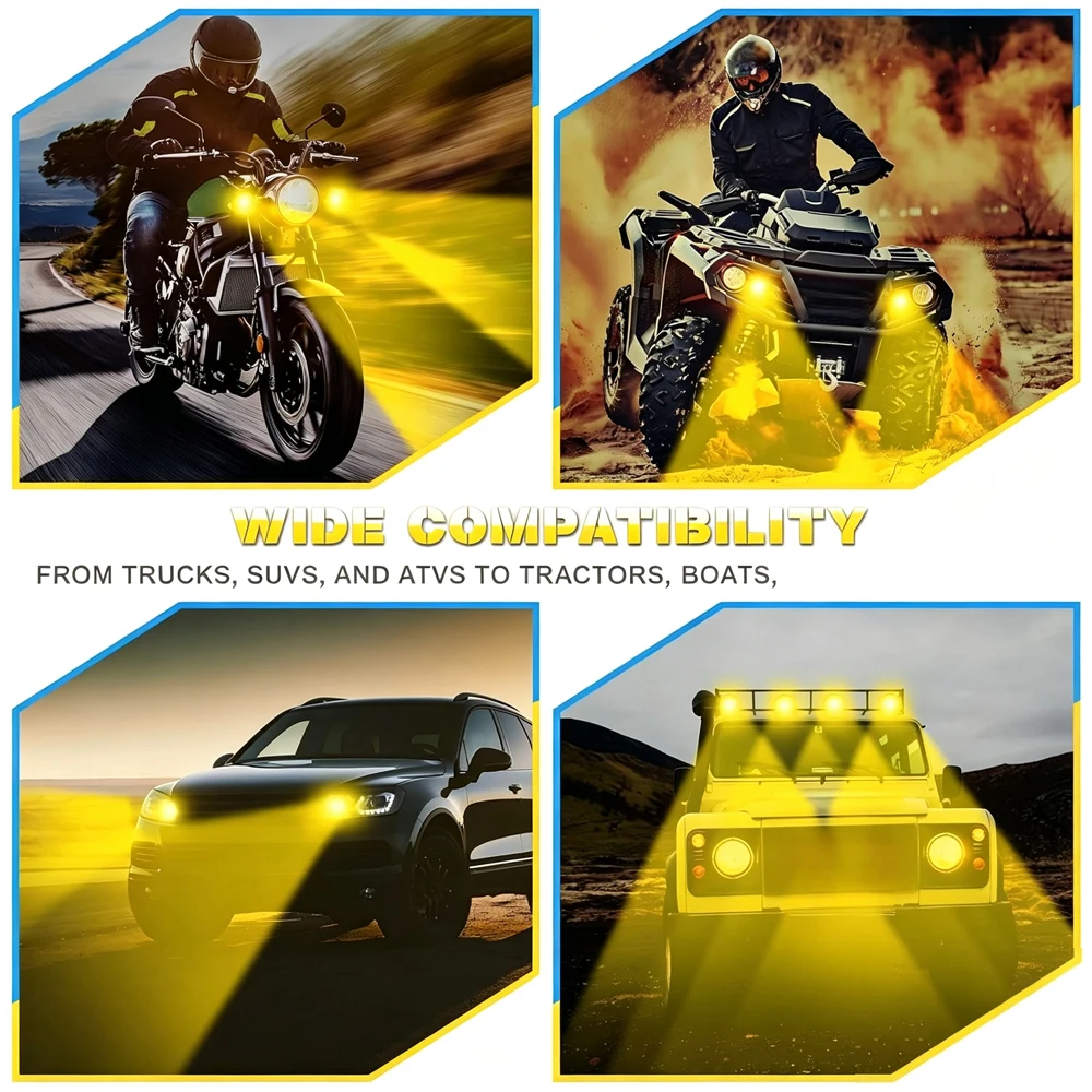 Amber 2PCS 4-Inch LED Work Light 12V 24V 4x4 Off-Road Super Bright Spotlights Motorcycle Round Fog Light