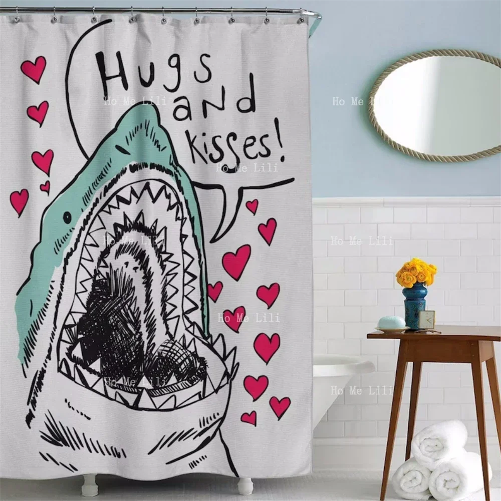 Fun Shark Shower Curtain Bathroom Decoration