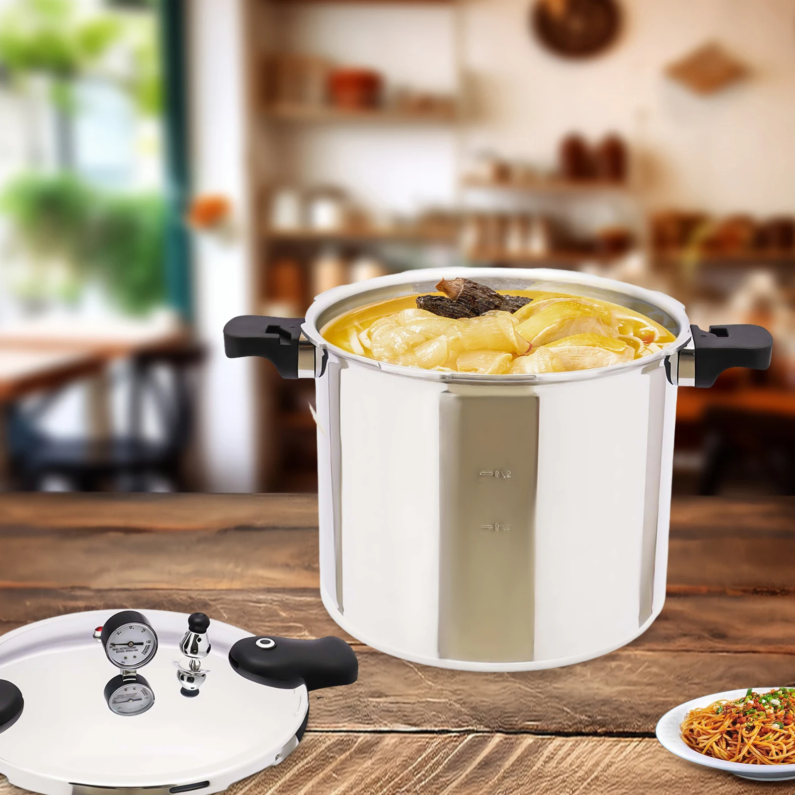 

23 Quart Pressure Canner Cooker, 11psi Aluminum Pressure Cooker with Gauge Release Valve 22L Large Capacity Stainless Steel