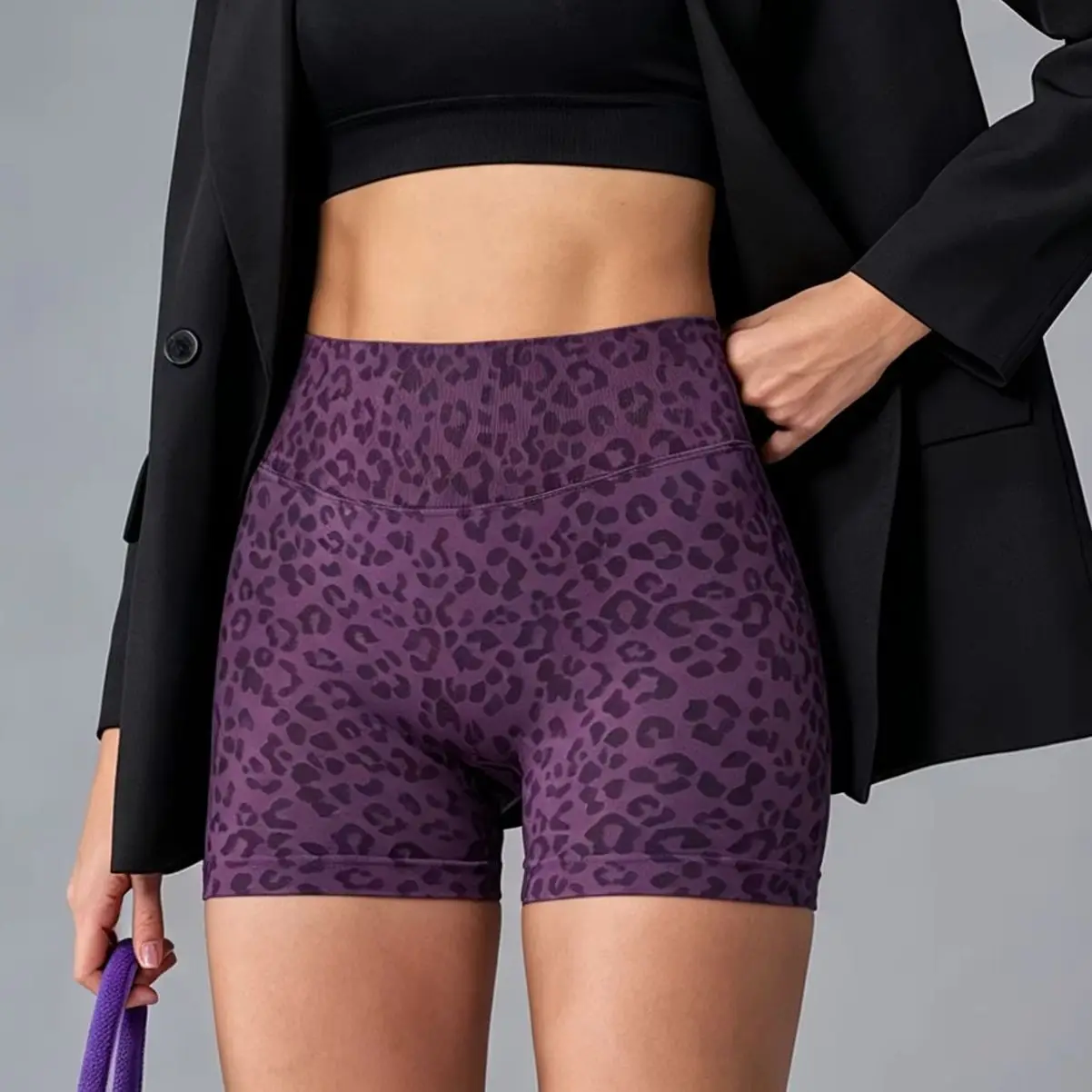Women's New Leopard Print High Waist Biker Shorts Butt Lift Slim Fit for Yoga Gym Workout