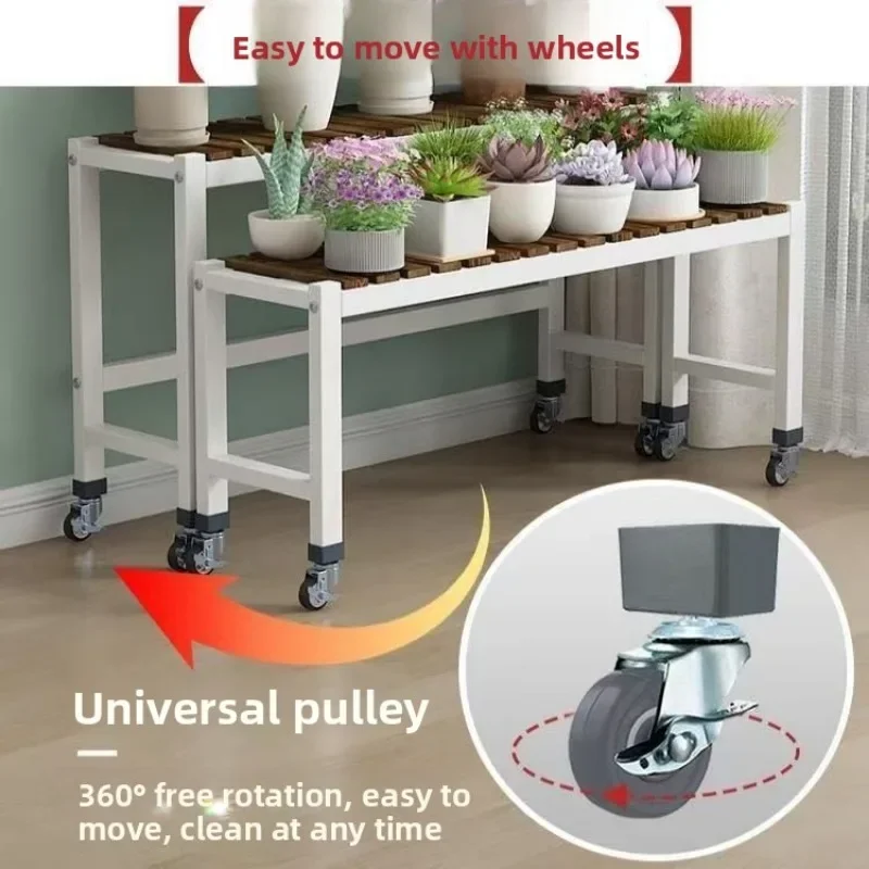 Iron Plant Stand Indoor Floorstanding Multifunctional Mobile Storage Planter Balcony Flower Rack Plantenplanken Plant Stand