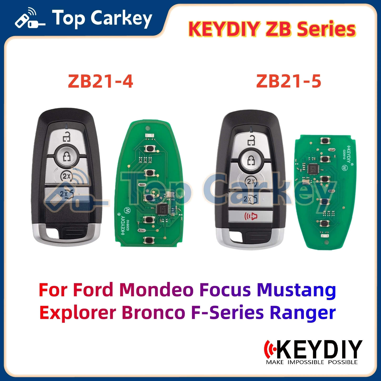 

Универсальный смарт-ключ KEYDIY KD ZB21-4 ZB21-5 для Ford Mondeo, Focus, Mustang, Explorer, Bronco, F-Series, Ranger