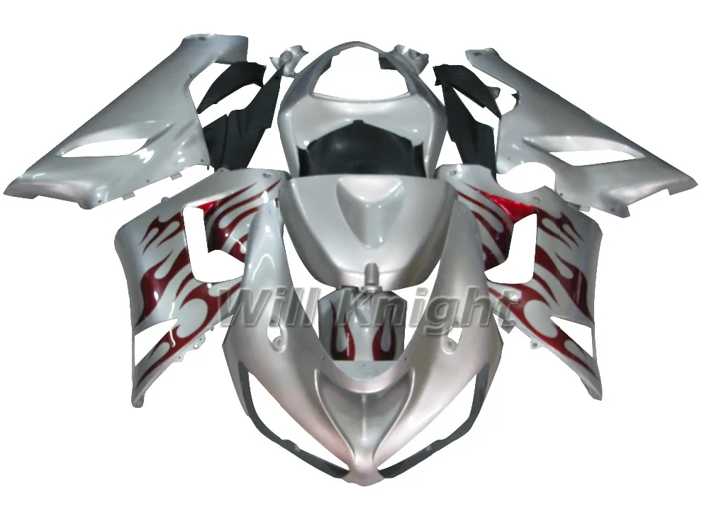 

Intelligent Library Fairing Kit For Kawasaki Ninja 636 ZX6R ZX-6R 05 06 ABS Plastic Motorcycle Bodywork Kit Silver Red Fire