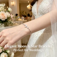 1pc Dainty Silver Plated Moon Star Bracelet for Women, White Shell Inlaid Crescent Moon Cubic Zirconia Star Thin Twisted Chain Bangle, Hypoallergenic Daily Jewelry Gift for Teen Girls Her Birthday Valentine Christmas