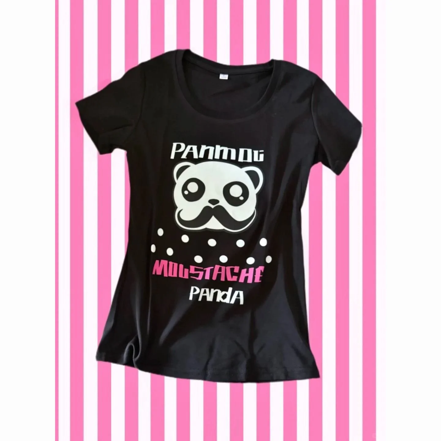 2026 New Y2K Streetwear Cartoon Moustache Panda Polka Dot Slogan Pattern High-Quality Comfortable Casual Slim Women's T-Shirt