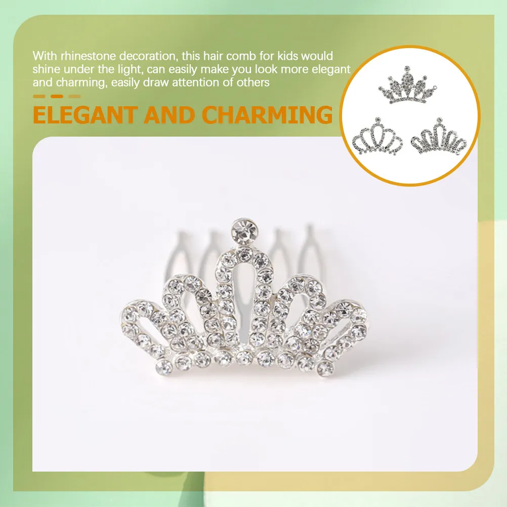 

3Pcs Kids Rhinestone Tiaras Hair Comb Set for Girls Birthday Christmas Wedding Photo Party Stage -Friendly
