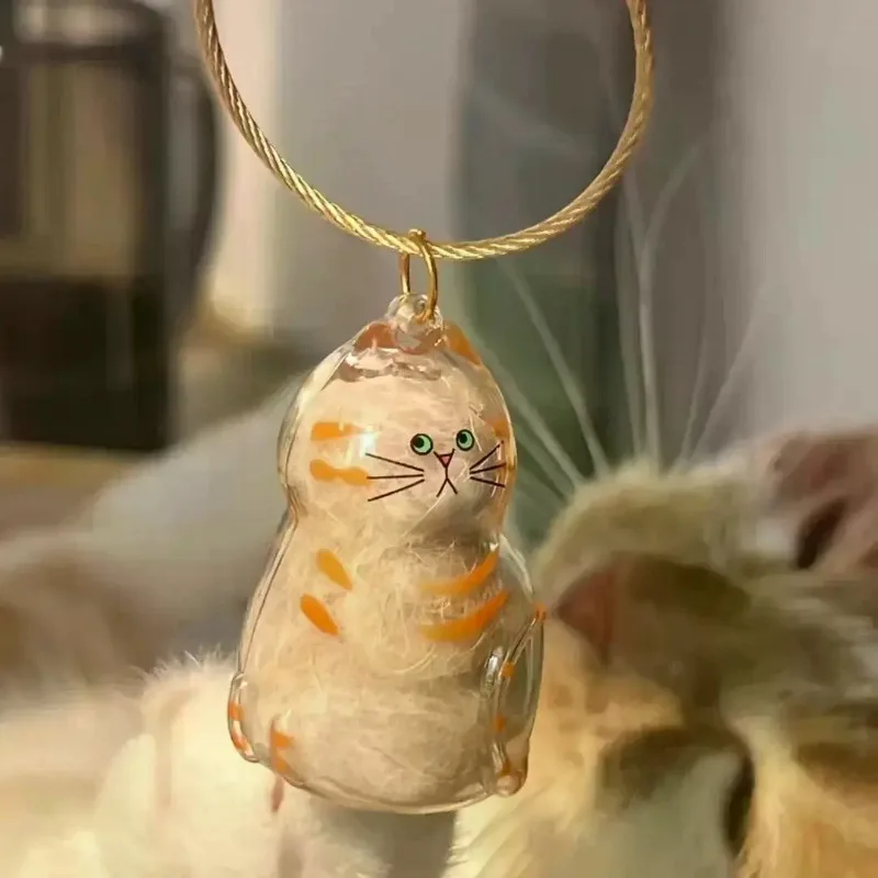 1-5 قطعة الحيوانات الأليفة الفراء سلسلة مفاتيح تذكارية شعر القط قلادة لحقيبة الظهر محفظة هدية خاصة فكرة لأصحاب القط تذكار دائم