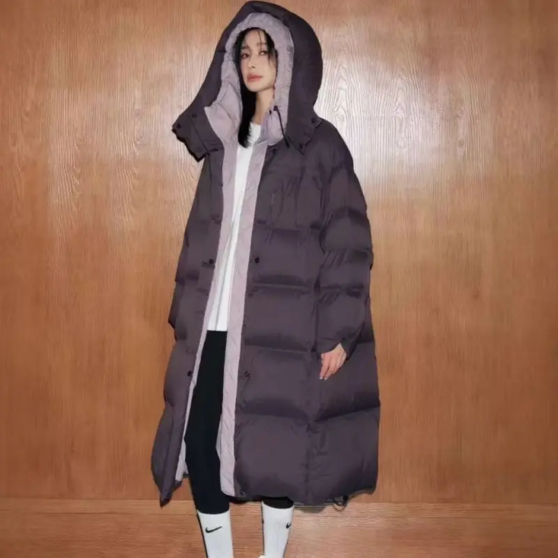 

2025 Winter New Style Hooded Knee-Length Fashionable Warm Thick Cotton Coat