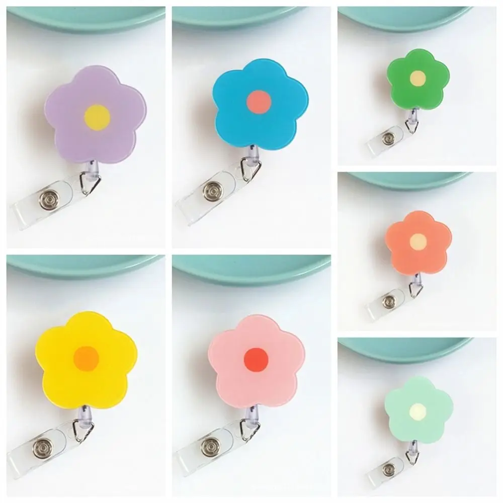 Cartoon Flower Nurse Badge Reel Chest Card Work Card Retractable Badge Holder Acrylic Colorful ID Card Holder Doctor Students