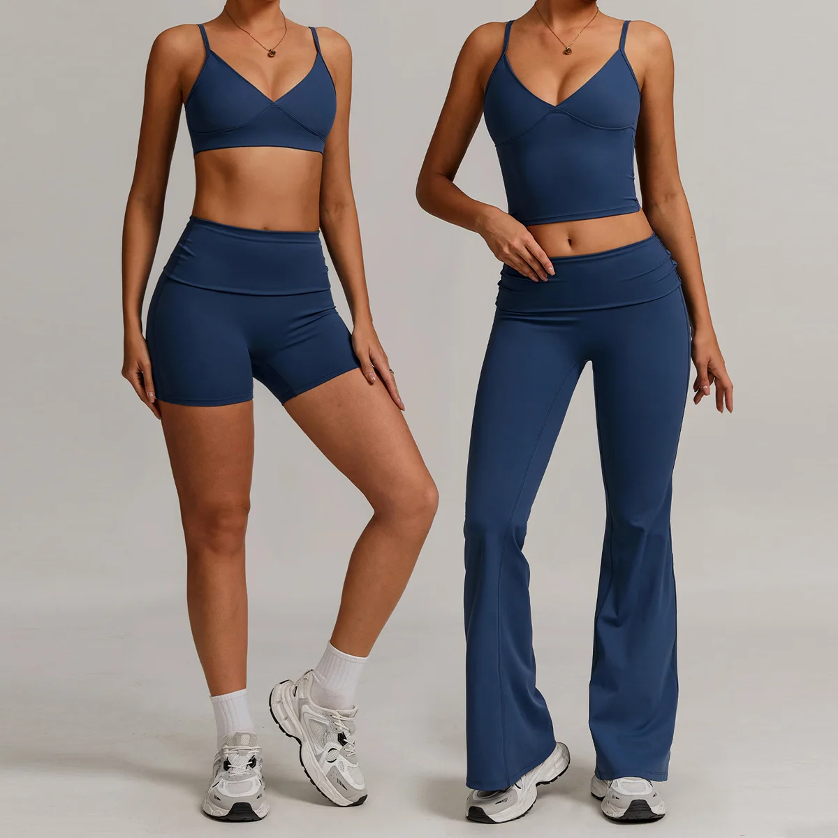 

New Yoga Set Women Sportswear Sport Suit Gym Workout Clothes Short Sleeve Gym Crop Top High Waist Leggings Fitness Sports Wear