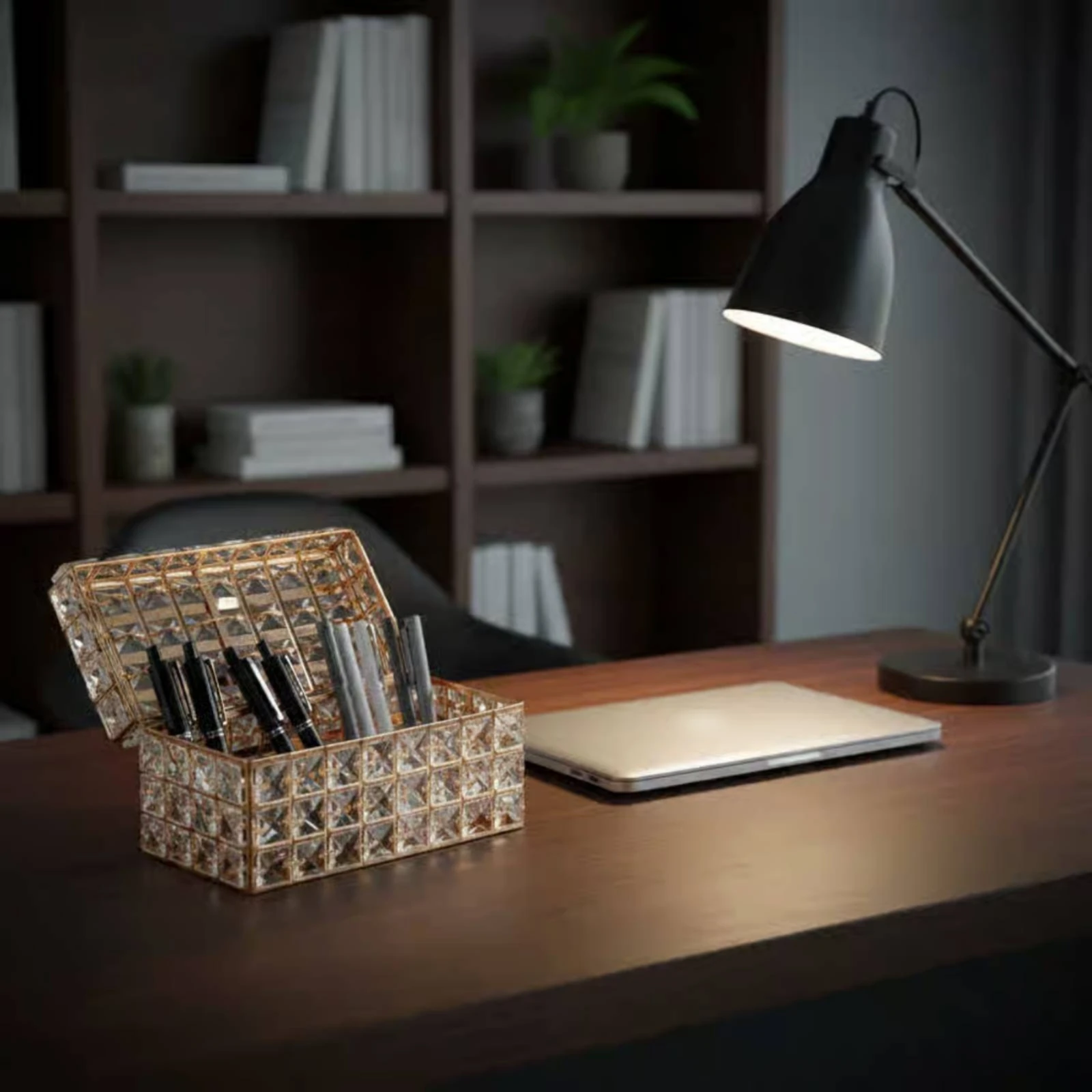 Crystal Tissue Box Luxury Design Desktop Tissue Holder Cosmetic Storage Box Sparkling Glitter for Vanity view 6