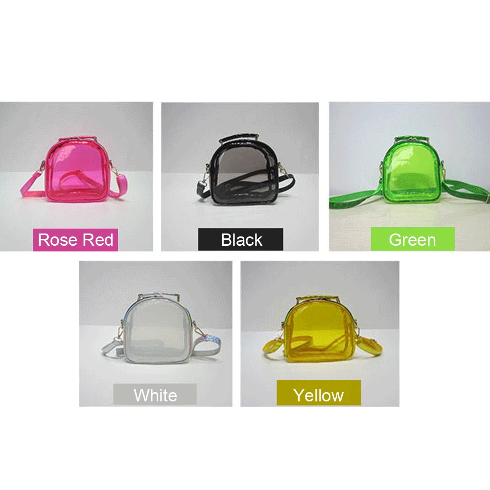 

Transparent PVC Crossbody Bag Women Mini Jelly Clear Shoulder Phone Bags Purse Outdoor Business Traveling