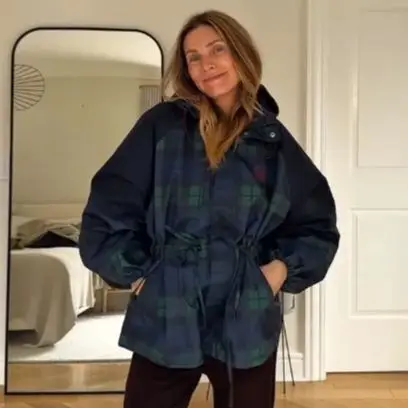 الرجعية العصرية منقوشة سترة فضفاضة عارضة أنيقة مصمم معطف الوقوف طوق هوديي الخريف ملابس خارجية المرأة الشارع ارتداء