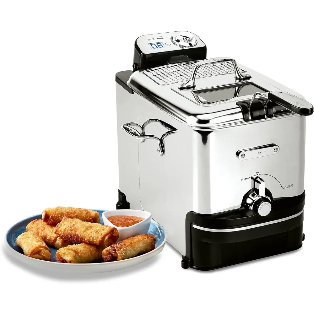 

Commercial Deep Fryer with Basket 3.5 Liter Oil Capacity, Temp Control & Digital Timer & Oil Filtration, Electric Deep Fryer