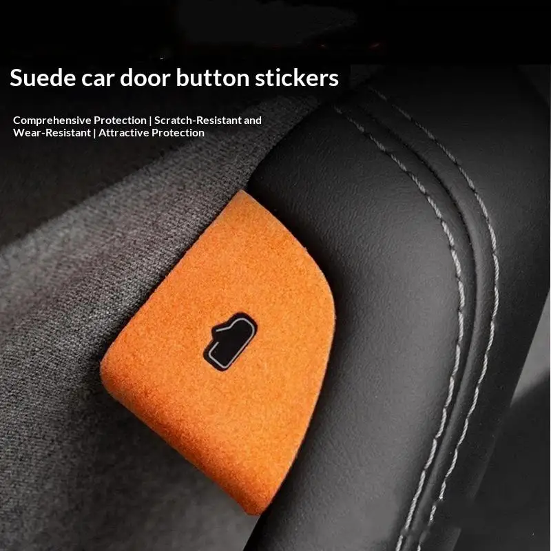 Door Switch Button Stickers Suede Armrest Window Lift: Accessories Modification Model 3