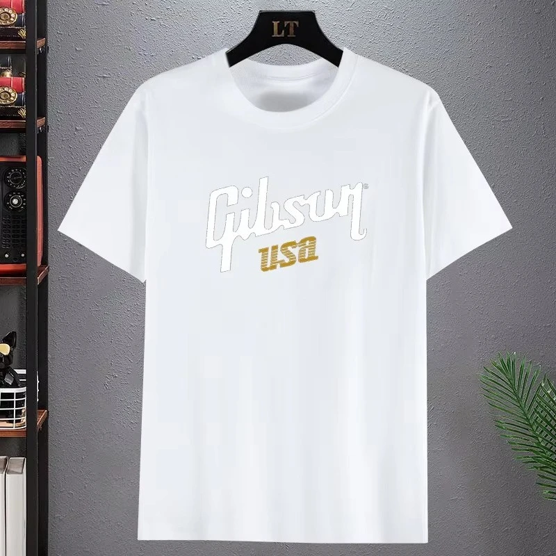 2025 nueva camiseta Gibson USA, camiseta de secado rápido, camisetas de talla grande, camiseta de secado rápido, ropa estética, camisetas lisas para hombres