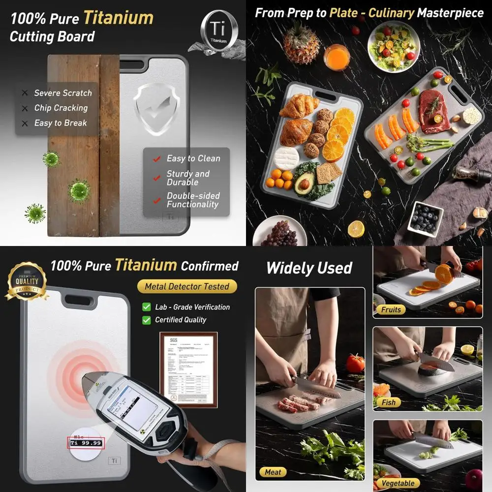 

Двойные титановые кухонные разделочные доски с ручкой — нетоксичный, мясной блок 2 в 1, сетчатый дизайн для мам и бабушек